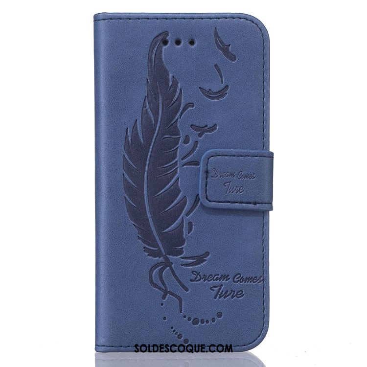 Coque iPhone Se Étui En Cuir En Relief Plume Protection Fluide Doux Housse Soldes