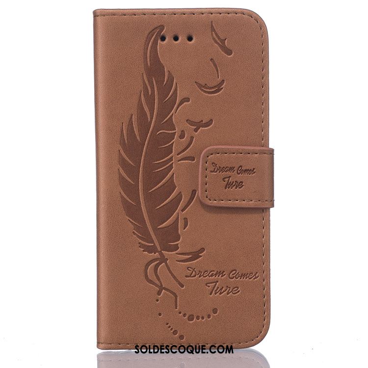 Coque iPhone Se Étui En Cuir En Relief Plume Protection Fluide Doux Housse Soldes