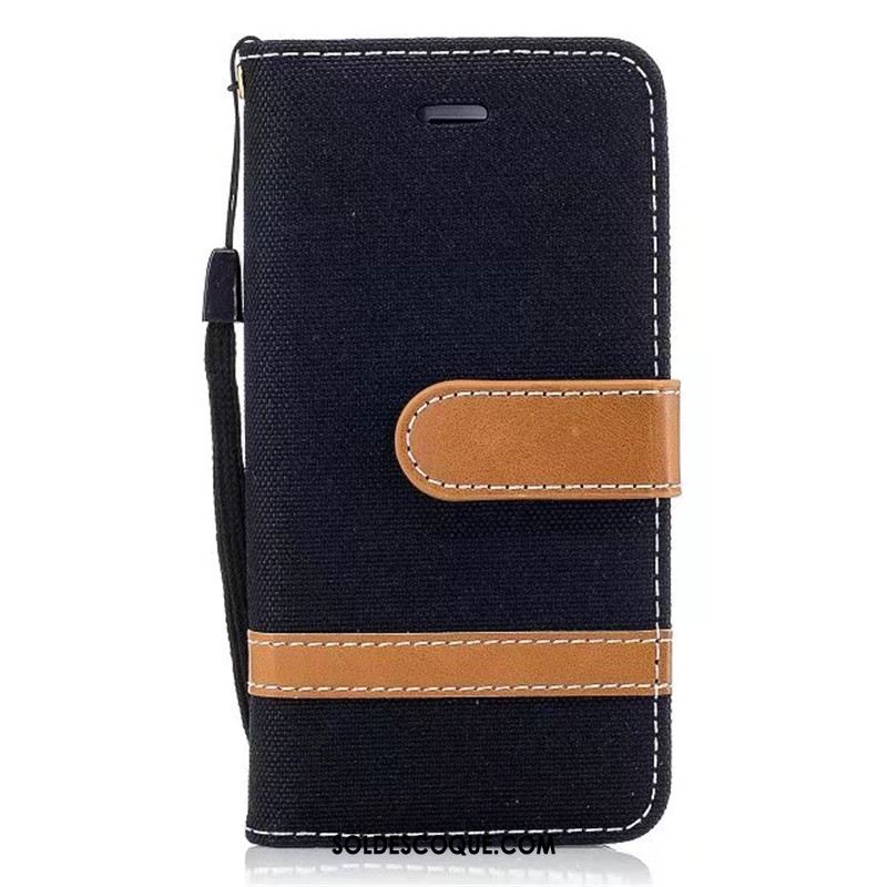 Coque iPhone Se Étui En Cuir Protection Téléphone Portable En Denim Kaki En Ligne