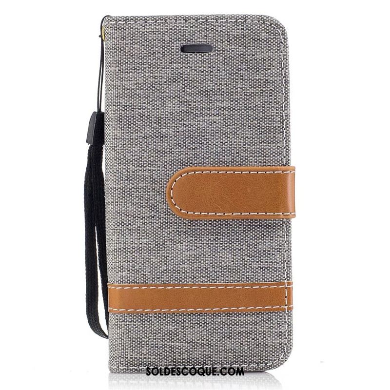 Coque iPhone Se Étui En Cuir Protection Téléphone Portable En Denim Kaki En Ligne