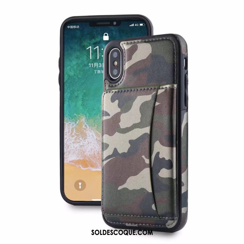 Coque iPhone X Carte Camouflage Classic Étui En Cuir Téléphone Portable Pas Cher