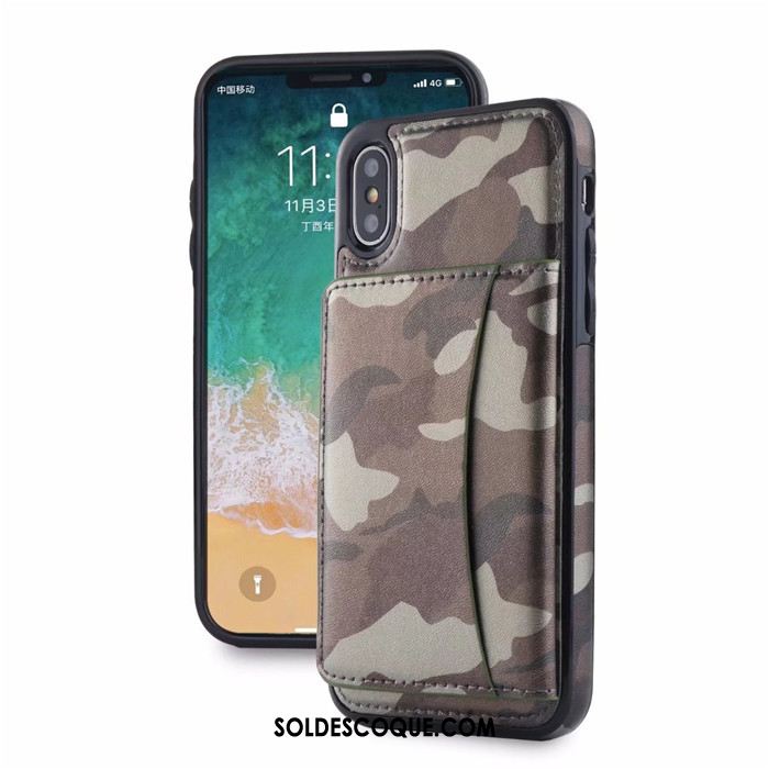 Coque iPhone X Carte Camouflage Classic Étui En Cuir Téléphone Portable Pas Cher