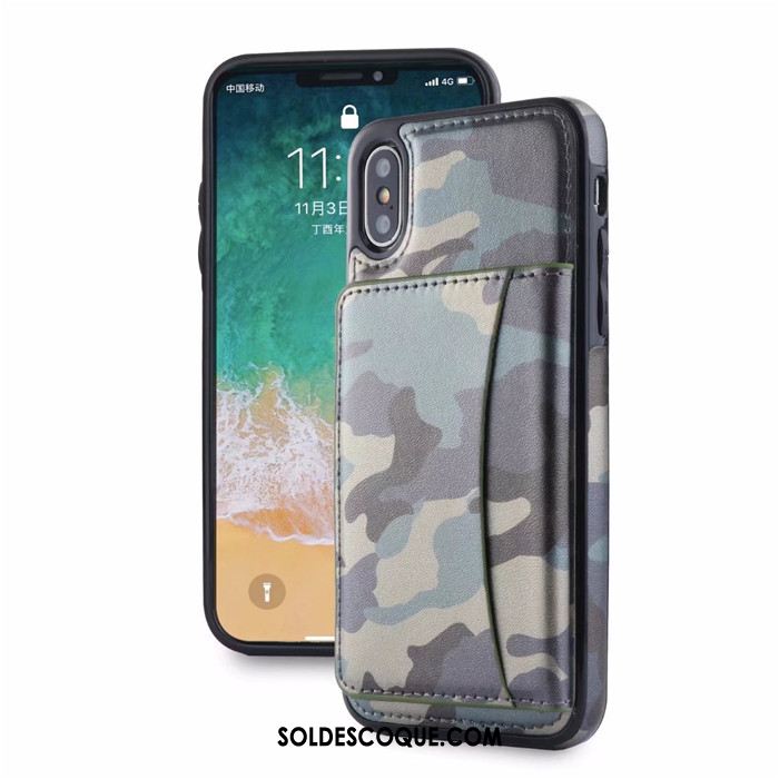 Coque iPhone X Carte Camouflage Classic Étui En Cuir Téléphone Portable Pas Cher