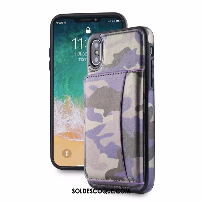 Coque iPhone X Carte Camouflage Classic Étui En Cuir Téléphone Portable Pas Cher