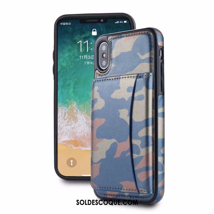 Coque iPhone X Carte Camouflage Classic Étui En Cuir Téléphone Portable Pas Cher