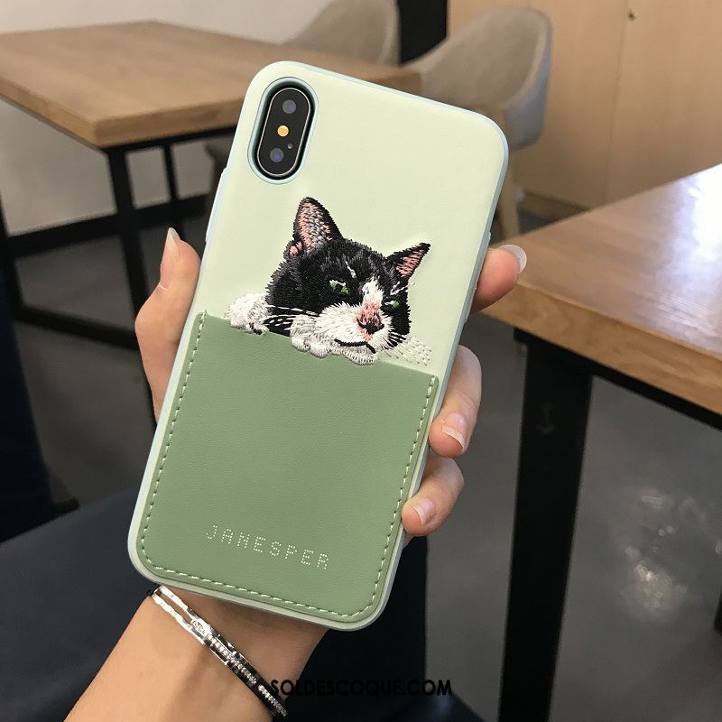 Coque iPhone X Charmant Cuir Broderie Qualité Étui En Ligne