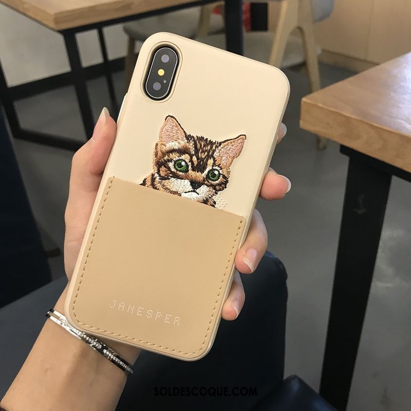 Coque iPhone X Charmant Cuir Broderie Qualité Étui En Ligne