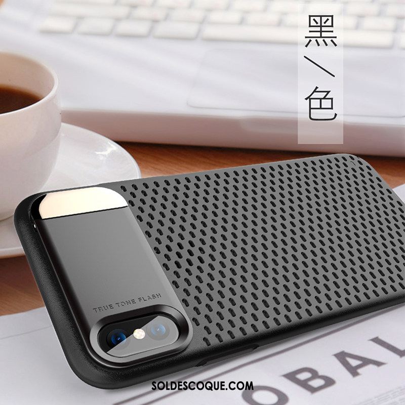 Coque iPhone X Créatif Blanc Support Métal Respirant Pas Cher