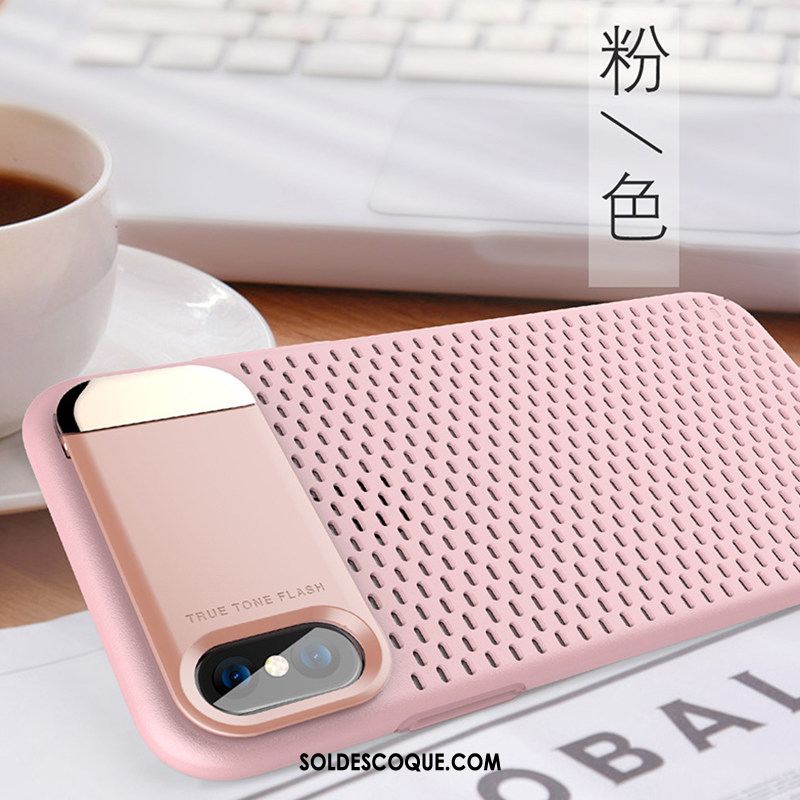 Coque iPhone X Créatif Blanc Support Métal Respirant Pas Cher