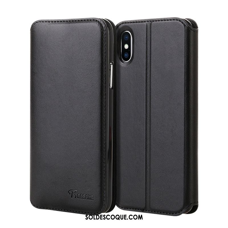 Coque iPhone X Cuir Véritable Téléphone Portable Carte Protection Étui En Cuir En Vente