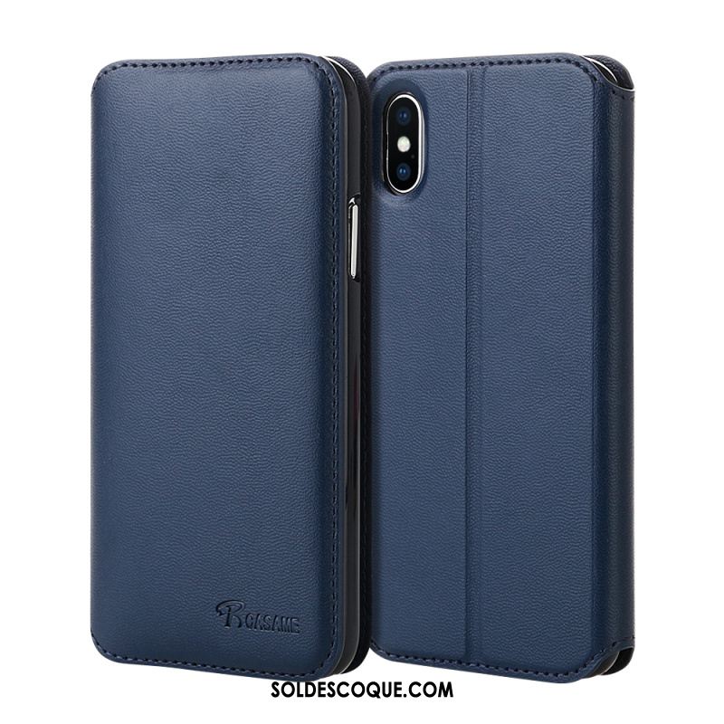 Coque iPhone X Cuir Véritable Téléphone Portable Carte Protection Étui En Cuir En Vente