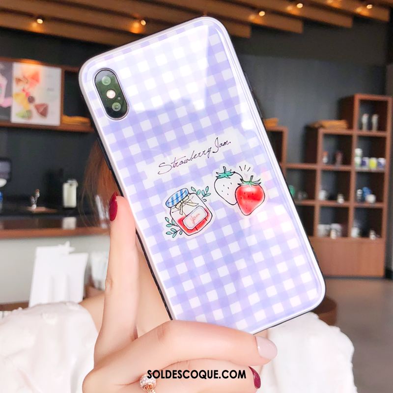 Coque iPhone X Incassable Fraise Violet Tout Compris Ornements Suspendus Housse En Ligne