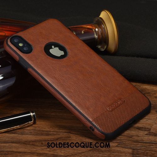 Coque iPhone X Légères Nouveau Étui Incassable Cuir Véritable Housse Pas Cher