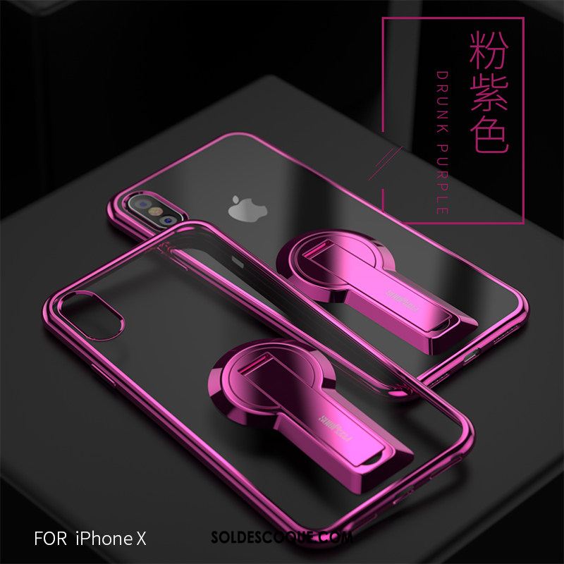 Coque iPhone X Noir Silicone Téléphone Portable Incassable Support Pas Cher