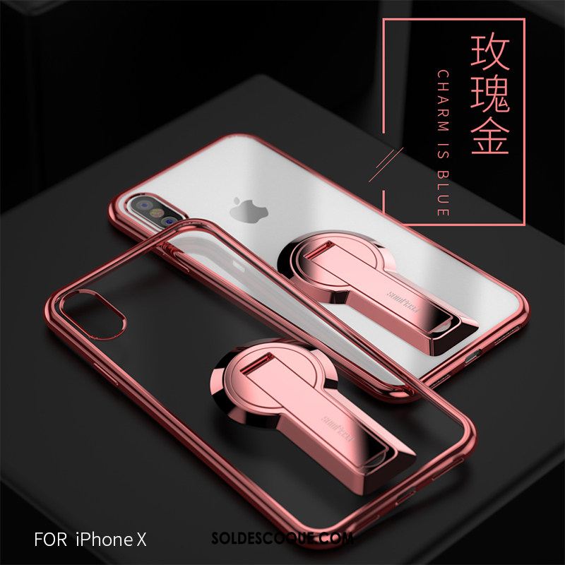 Coque iPhone X Noir Silicone Téléphone Portable Incassable Support Pas Cher