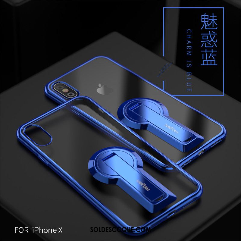 Coque iPhone X Noir Silicone Téléphone Portable Incassable Support Pas Cher