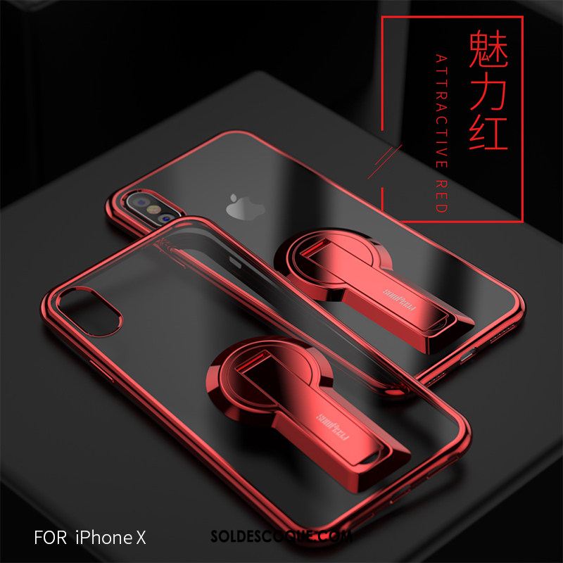 Coque iPhone X Noir Silicone Téléphone Portable Incassable Support Pas Cher