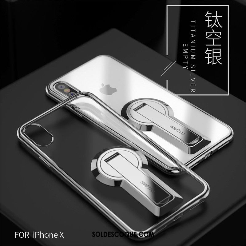 Coque iPhone X Noir Silicone Téléphone Portable Incassable Support Pas Cher