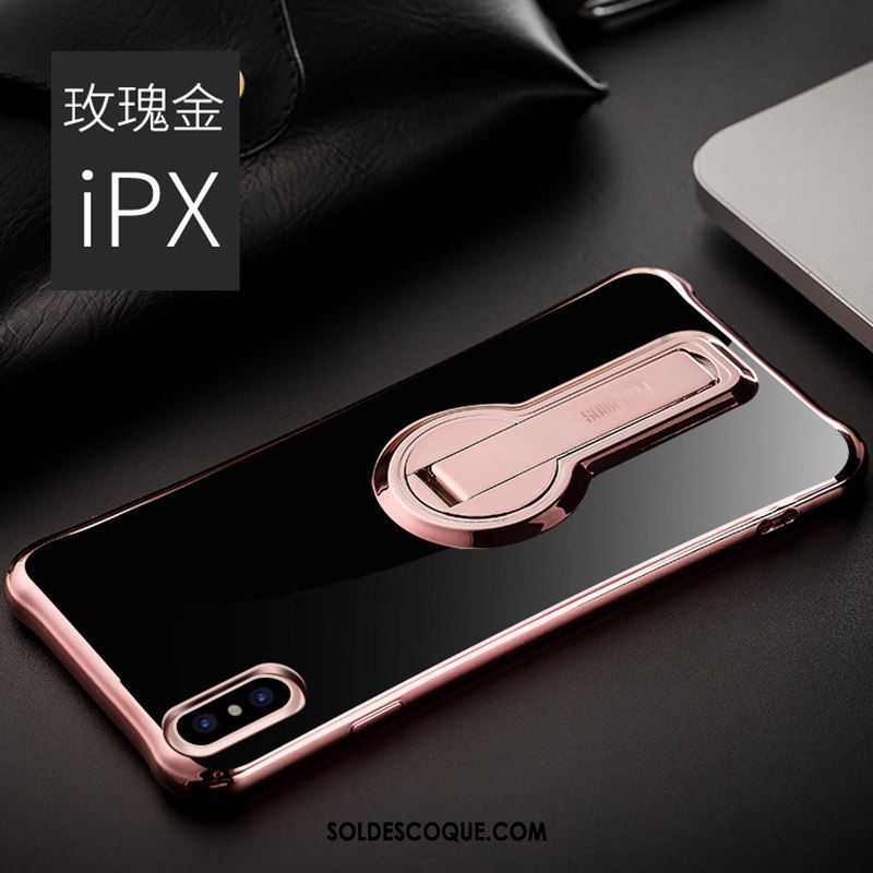 Coque iPhone X Noir Silicone Téléphone Portable Incassable Support Pas Cher