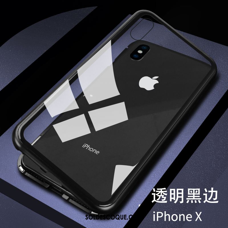 Coque iPhone X Noir Téléphone Portable Étui Transparent Luxe Pas Cher