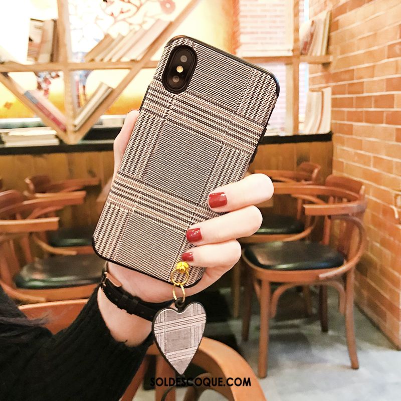 Coque iPhone X Ornements Suspendus Flanelle Plaid Téléphone Portable Cou Suspendu En Vente