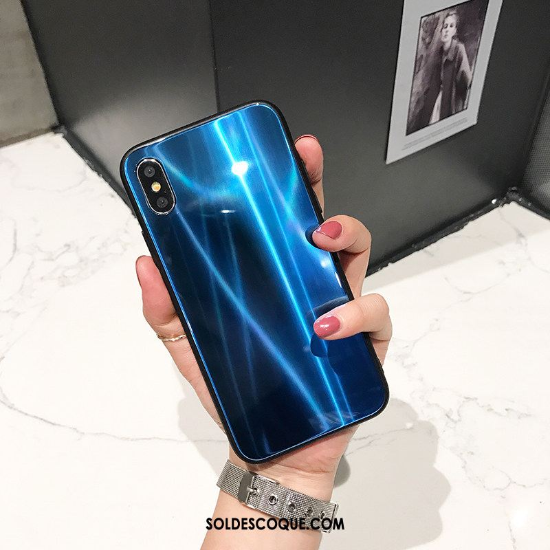 Coque iPhone X Personnalité Protection Bleu Étui Verre En Ligne