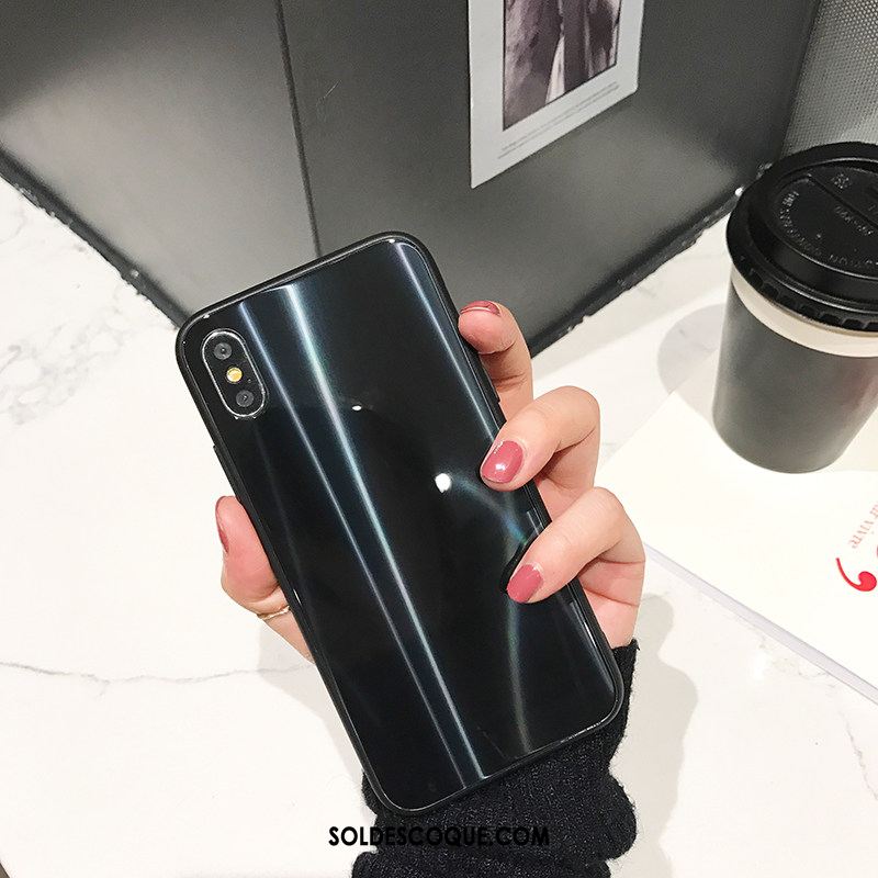 Coque iPhone X Personnalité Protection Bleu Étui Verre En Ligne