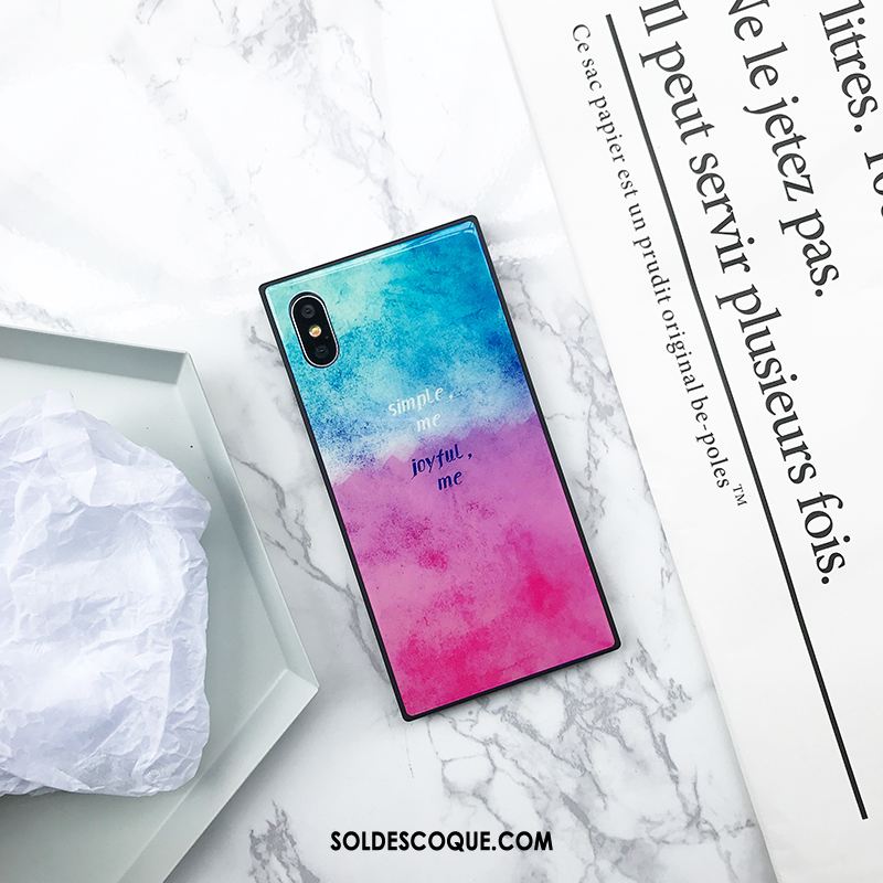 Coque iPhone X Personnalité Silicone Carré Téléphone Portable Marque De Tendance En Ligne