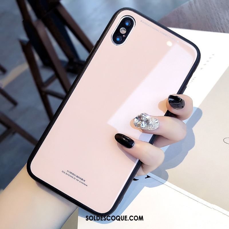 Coque iPhone X Silicone Rose Incassable Marque De Tendance Verre Trempé Soldes