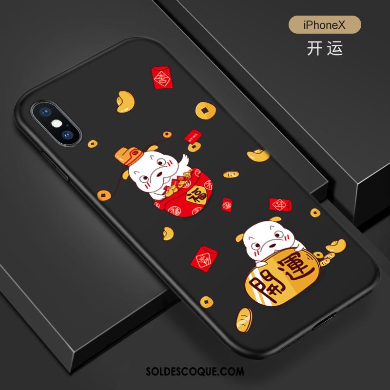 Coque iPhone X Tout Compris Noir Créatif Incassable Fluide Doux En Ligne