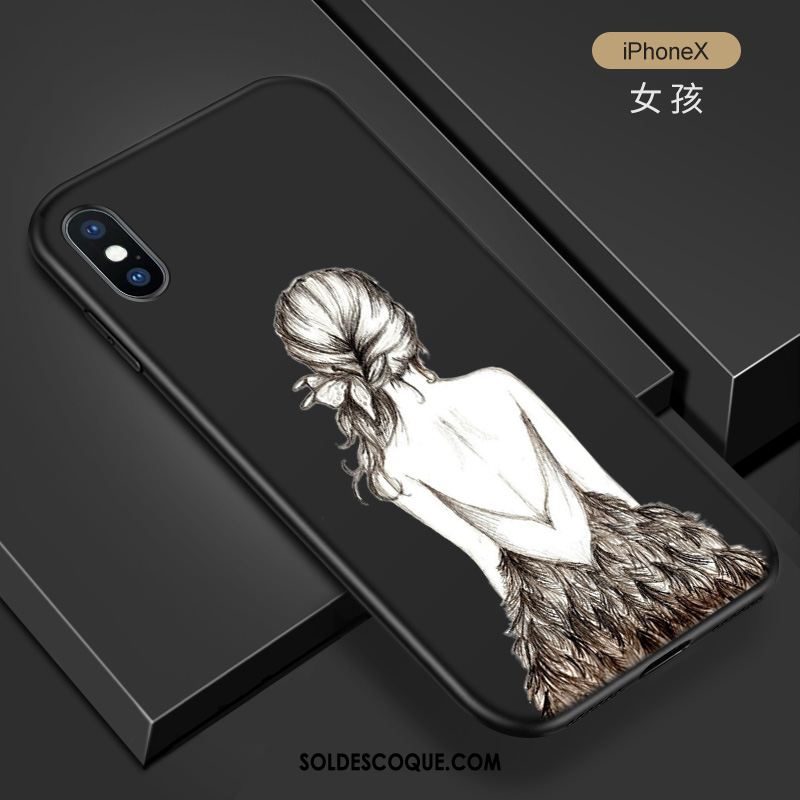 Coque iPhone X Tout Compris Noir Créatif Incassable Fluide Doux En Ligne