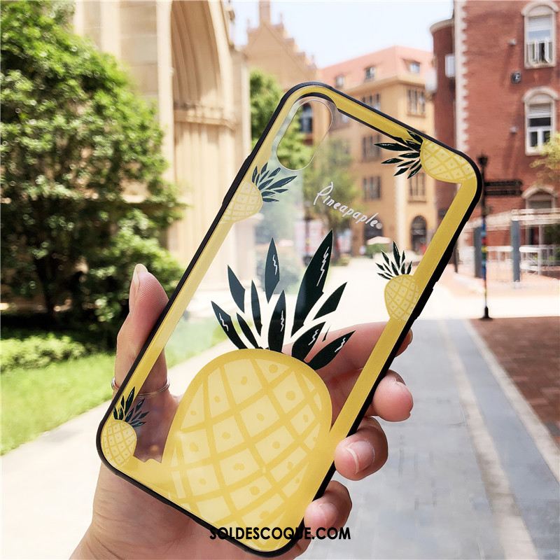 Coque iPhone X Transparent Jaune Téléphone Portable Amoureux Tendance Soldes