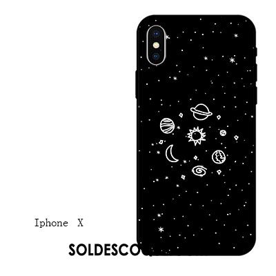 Coque iPhone X Téléphone Portable Amoureux Ornements Suspendus Noir Silicone Pas Cher