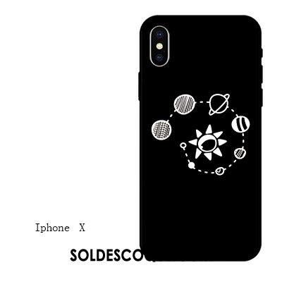 Coque iPhone X Téléphone Portable Amoureux Ornements Suspendus Noir Silicone Pas Cher