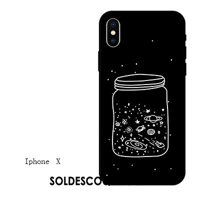 Coque iPhone X Téléphone Portable Amoureux Ornements Suspendus Noir Silicone Pas Cher