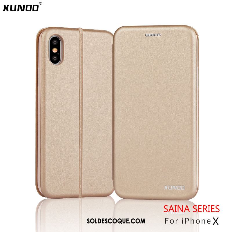 Coque iPhone X Étui En Cuir Incassable Téléphone Portable Cuir Véritable Tout Compris Soldes