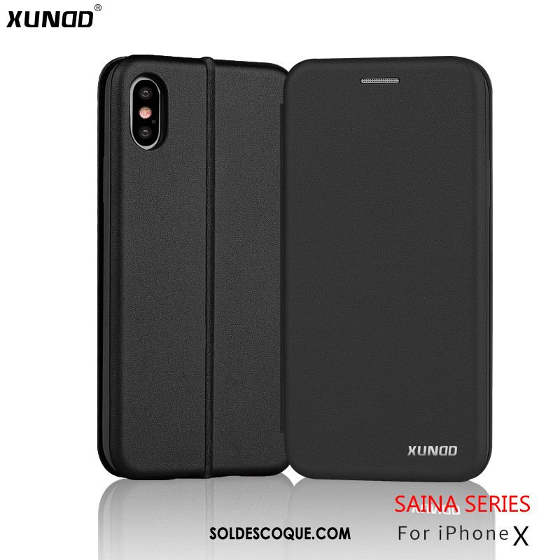 Coque iPhone X Étui En Cuir Incassable Téléphone Portable Cuir Véritable Tout Compris Soldes