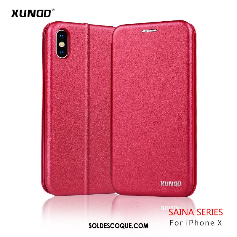 Coque iPhone X Étui En Cuir Incassable Téléphone Portable Cuir Véritable Tout Compris Soldes