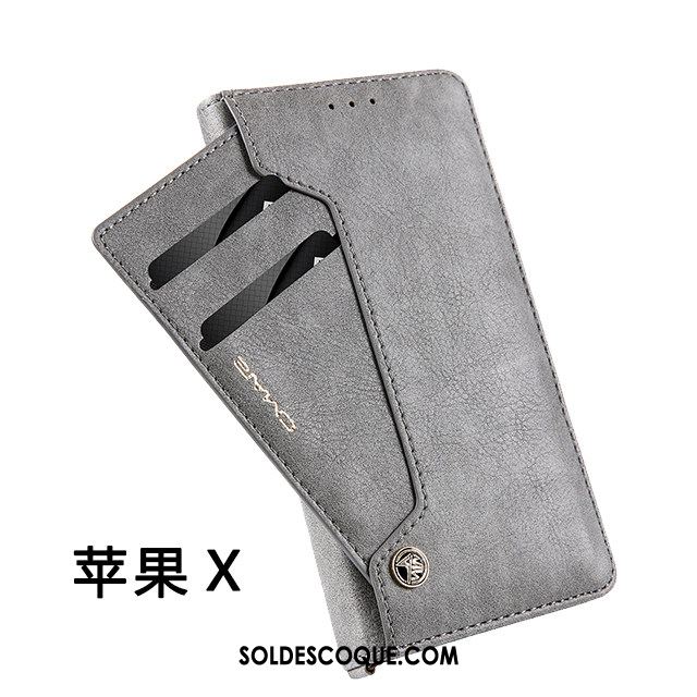 Coque iPhone X Étui En Cuir Téléphone Portable Portefeuille Carte Qualité Pas Cher