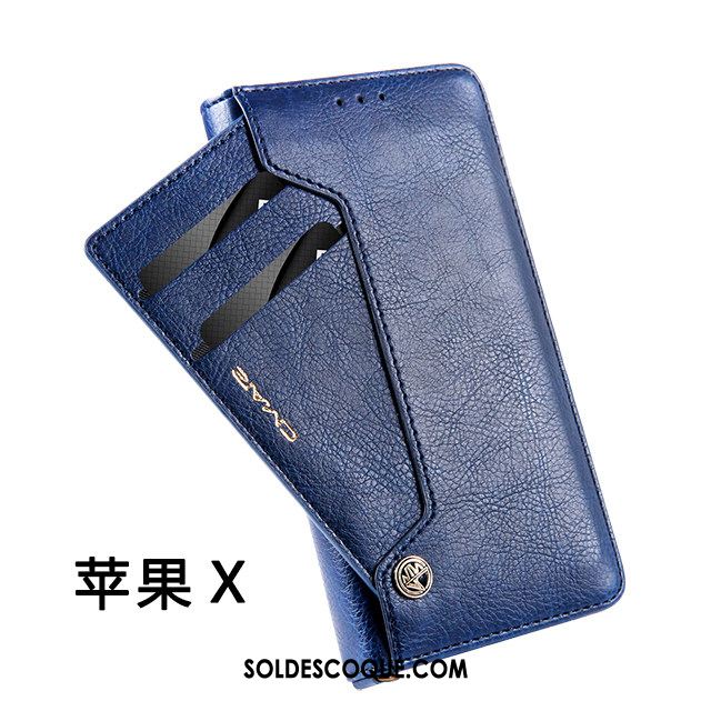 Coque iPhone X Étui En Cuir Téléphone Portable Portefeuille Carte Qualité Pas Cher