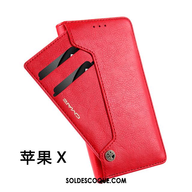 Coque iPhone X Étui En Cuir Téléphone Portable Portefeuille Carte Qualité Pas Cher