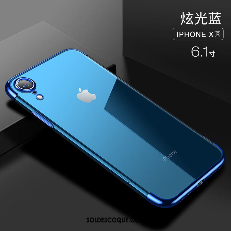 Coque iPhone Xr Bleu Silicone Incassable Nouveau Transparent Pas Cher