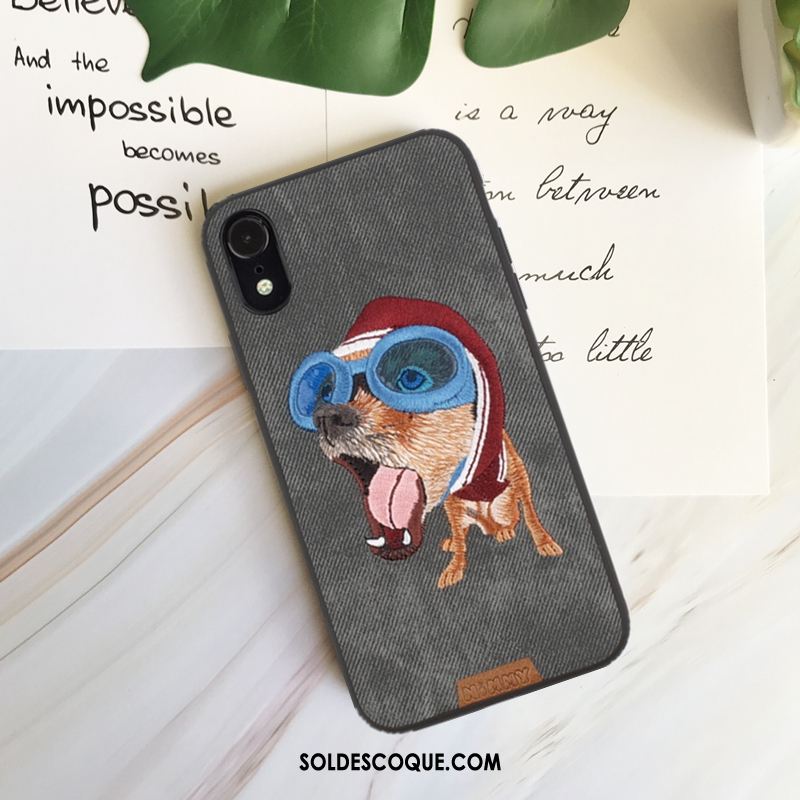 Coque iPhone Xr Chiens Gris Téléphone Portable Dessin Animé Amoureux Pas Cher