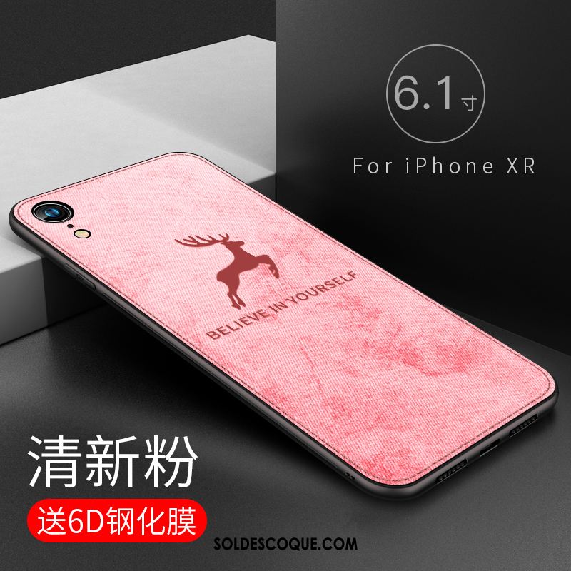 Coque iPhone Xr Créatif Tendance Rose Étui Tout Compris Pas Cher