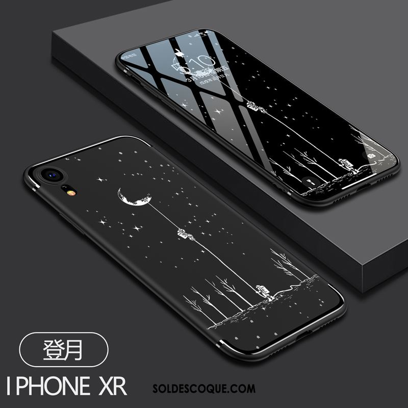 Coque iPhone Xr Incassable Amoureux Fluide Doux Dessin Animé Noir En Ligne