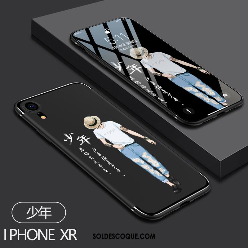 Coque iPhone Xr Incassable Amoureux Fluide Doux Dessin Animé Noir En Ligne