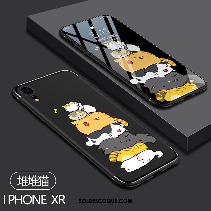 Coque iPhone Xr Incassable Amoureux Fluide Doux Dessin Animé Noir En Ligne