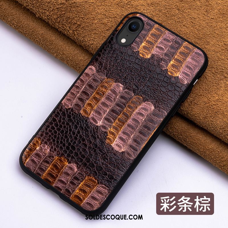 Coque iPhone Xr Mode Cuir Marque De Tendance Cuir Véritable Créatif Pas Cher