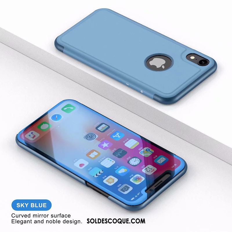 Coque iPhone Xr Protection Or Tempérer Étui En Cuir Miroir Pas Cher