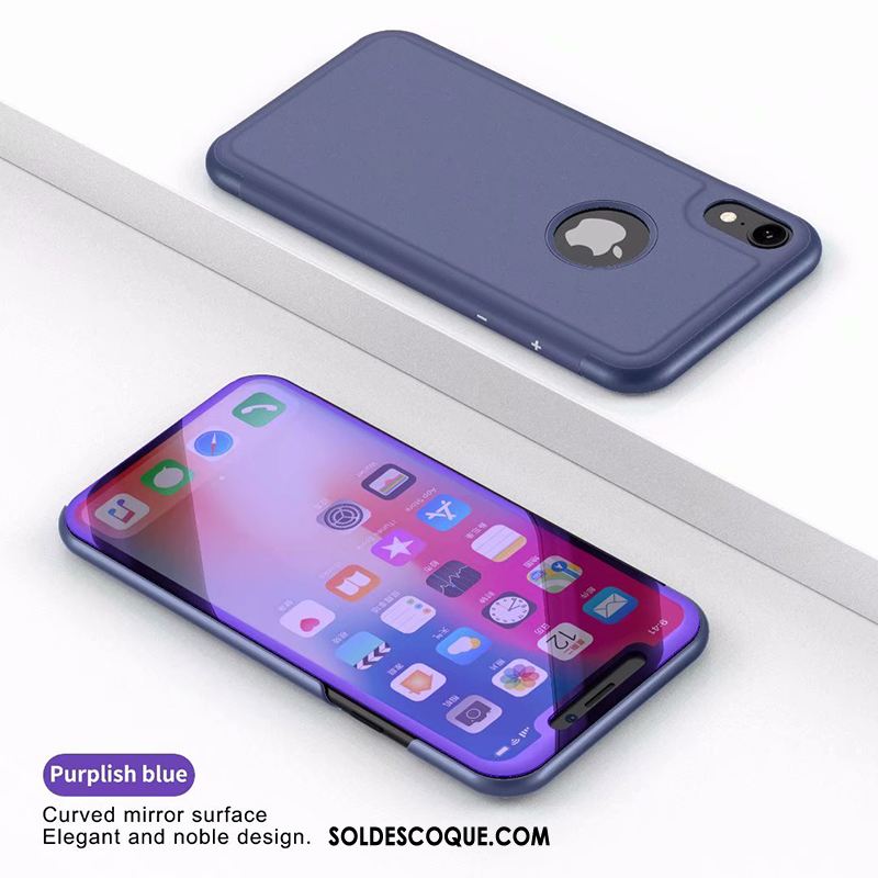 Coque iPhone Xr Protection Or Tempérer Étui En Cuir Miroir Pas Cher